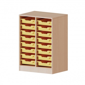 ErgoTray Regal, 2reihig, 2,5 OH, fahrbar 16 flache Boxen, B/H/T 70,3x100x50cm 